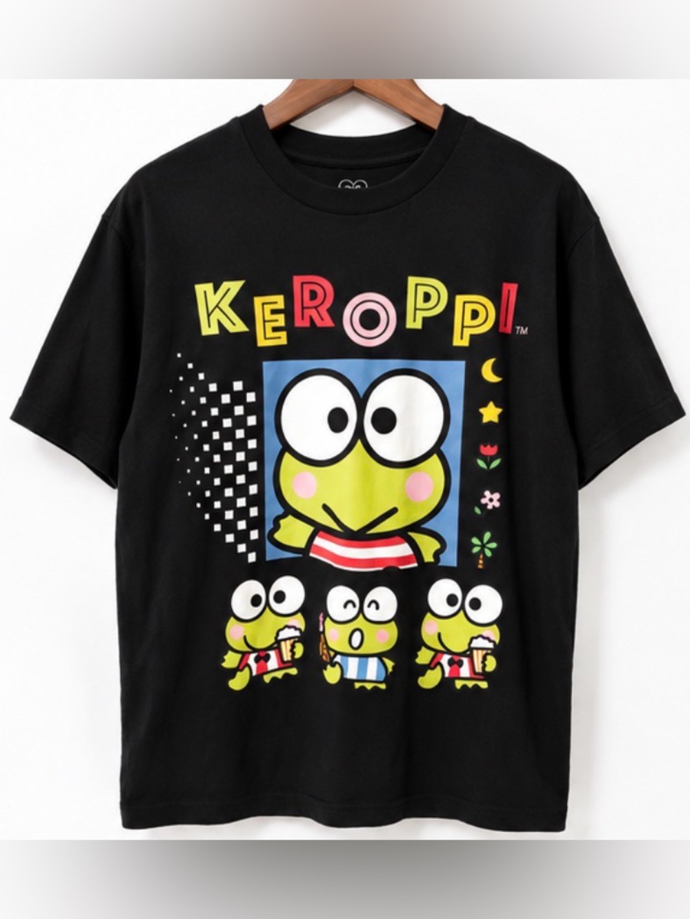 Black Graphic Tee - Playful Frog Print